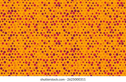 Vibrant abstract background with a dynamic, textured pattern of overlapping circles in warm orange and red hues.