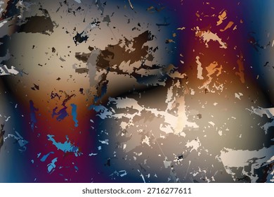 Um fundo abstrato vibrante apresenta uma textura angustiada com gradientes coloridos e elementos grunge dispersos criando um design artístico moderno Vetor EPS