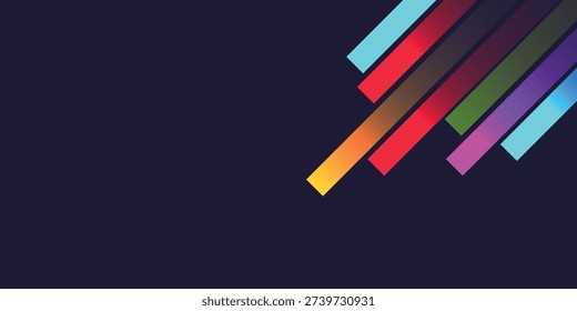 A vibrant abstract background featuring an array of colorful diagonal stripes, creating a sense of movement and modern design.