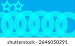 Vibrant abstract background featuring blue geometric shapes, circular overlapping patterns, and stars. Perfect for modern designs, themes of creativity, and decorative purposes.