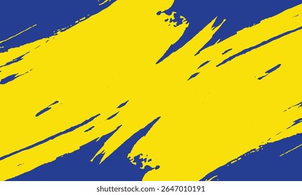 Vibrant abstract background featuring bold yellow paint strokes over a deep blue backdrop. Ideal for creative design projects, posters, or digital art with a modern, energetic aesthetic.