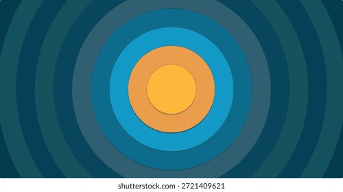 A vibrant abstract background featuring concentric circles in various shades of blue, teal, and a central warm orange, creating a modern and dynamic visual.