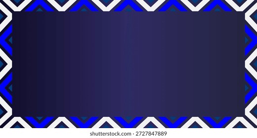 Un fondo abstracto vibrante con un área central azul oscuro enmarcada por un patrón geométrico repetitivo de triángulos blancos y azules, creando un diseño dinámico y moderno.