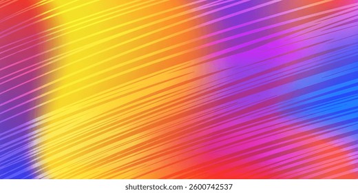 Vibrant abstract background featuring diagonal lines with smooth gradient transitioning through multiple colors creating dynamic movement and energy