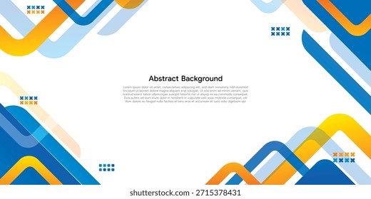 Vibrant abstract background featuring dynamic blue, orange, and yellow geometric shapes with rounded corners on a clean white space, ideal for modern presentations, websites, or business templates.