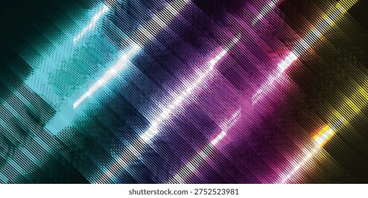 A vibrant abstract background featuring dynamic diagonal light streaks in shades of blue, purple, and yellow, overlaid with a subtle pixelated or dotted texture, creating a modern and energetic visua.