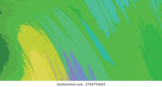 Vibrant abstract background featuring dynamic brush strokes in various shades of green, yellow, and hints of blue and purple, creating a lively and artistic texture.