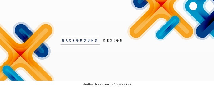 A vibrant abstract background featuring electric blue and orange lines in a dynamic pattern of rectangles and circles. Perfect for branding, science, logos, art, and more