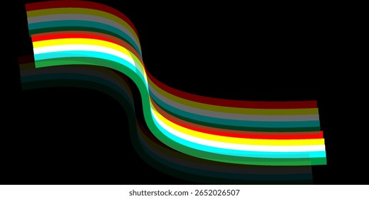 Un fondo abstracto vibrante con líneas fluidas y onduladas en un espectro de colores del arco iris, creando un visual dinámico y moderno.