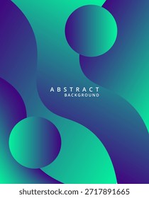 Um plano de fundo abstrato vibrante com formas curvas fluindo e elementos circulares em tons de verde azul e vetor roxo