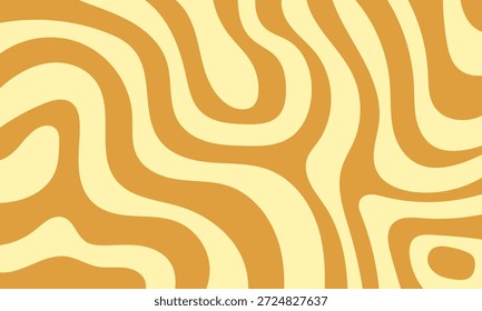 Um fundo abstrato vibrante com linhas onduladas orgânicas fluindo em cores brancas e amarelas contrastantes, criando um efeito visual dinâmico e em camadas com uma sensação retrô.