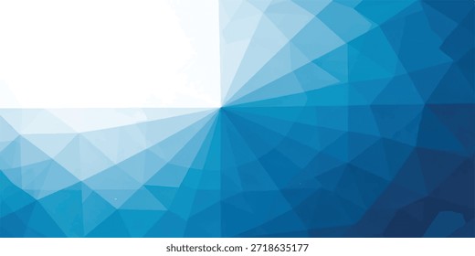 Un fondo abstracto vibrante con un patrón geométrico en varios tonos de azul, que irradia desde una fuente de luz blanca central.