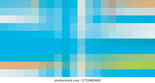A vibrant abstract background featuring a grid of overlapping blue, white, and orange squares and rectangles, creating a modern and dynamic visual effect.