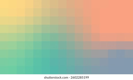 Vibrant abstract background featuring horizontal stripes in a smooth gradient of soft yellow and orange to cool green and blue, creating a serene and modern aesthetic.