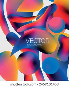 Vibrant abstract background featuring a mix of red, electric blue, and magenta circles in a colorful pattern with the word vector displayed in a bold font at the bottom
