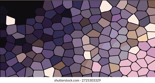Un fondo abstracto vibrante con un mosaico de Formas irregulares y poligonales. Los colores pasan suavemente de los púrpuras profundos a la izquierda a los rosas suaves a la derecha, creando una textura visual dinámica y moderna.