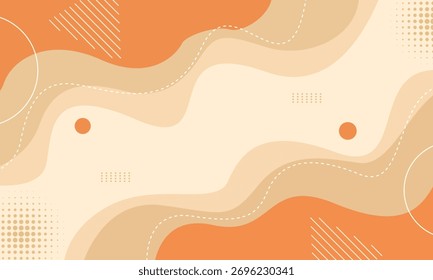Um fundo abstrato vibrante com formas onduladas laranja e padrões geométricos para designs modernos.