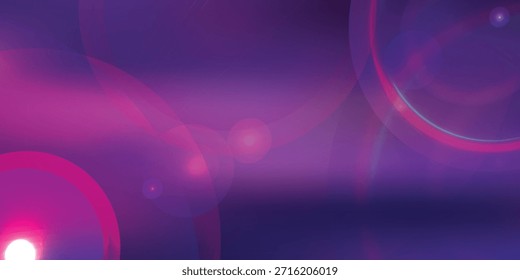 Un fondo abstracto vibrante con un destello de lente prominente en la esquina inferior izquierda y un efecto bokeh circular en la parte superior derecha, establecido contra un gradiente de tonos púrpura y rosa.