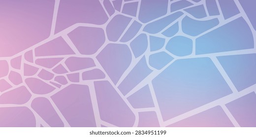 Vibrant abstract background featuring a shattered glass or mosaic-like geometric pattern with irregular white lines over a smooth gradient of pink purple and blue hues.