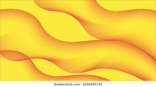 A vibrant abstract background featuring smooth, flowing orange and red gradient waves against a bright yellow backdrop, creating a dynamic and modern visual effect.