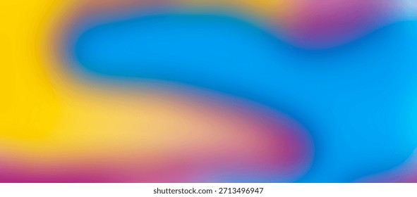 Um plano de fundo vibrante e abstrato com transições suaves e borradas entre gradientes de cor amarelos, azuis brilhantes e cor-de-rosa.