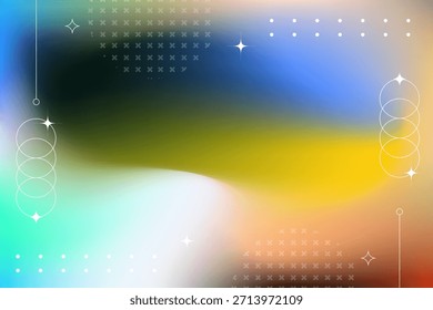 Vibrant abstract background featuring smooth color gradients and minimalist geometric retro design elements
