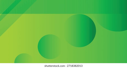 A vibrant abstract background featuring a smooth green gradient with various shades, accented by dynamic circular shapes and subtle linear elements, creating a modern and energetic visual.