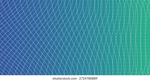 A vibrant abstract background featuring a smooth gradient from blue to green, overlaid with a delicate pattern of wavy, intersecting lines creating a dynamic and modern visual effect.