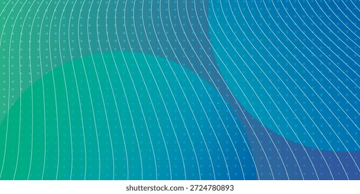 A vibrant abstract background featuring a smooth gradient transition from green to blue, overlaid with a pattern of thin, undulating white lines creating a sense of movement and depth.