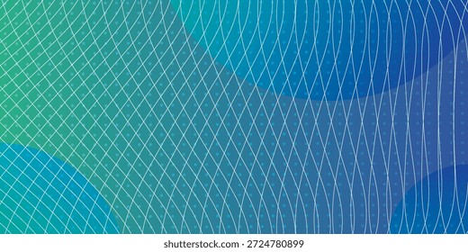 A vibrant abstract background featuring a smooth gradient transition from green to blue, overlaid with a complex pattern of intersecting white lines creating a dynamic and modern visual effect.