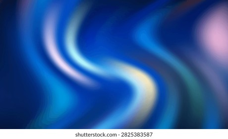 A vibrant abstract background featuring smooth, flowing waves of blue light with soft gradients and subtle hints of cyan and white, creating a fluid effect.