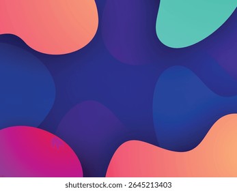 Vibrant abstract background featuring soft, organic blobs in a variety of bold, bright colors. Fluid shapes blend seamlessly with a smooth gradient effect, creating a modern and playful visual.
