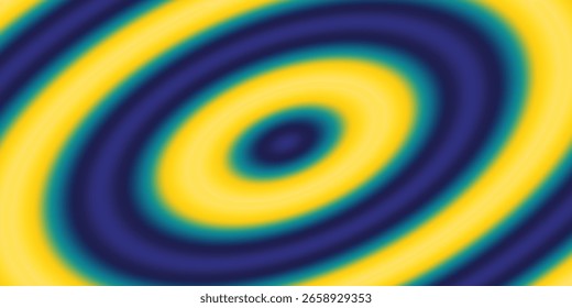 Un fondo abstracto vibrante con anillos concéntricos suaves e irradiantes en azul y amarillo.