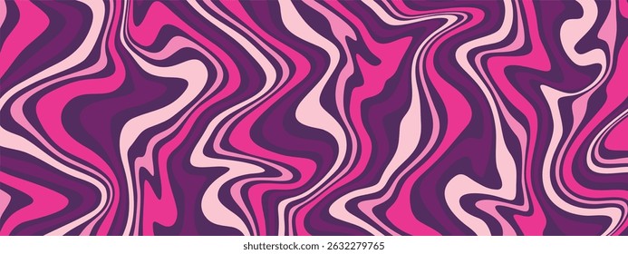 A vibrant, abstract background featuring swirling, wavy lines in shades of pink, purple, and magenta, reminiscent of a Y2K or psychedelic aesthetic.