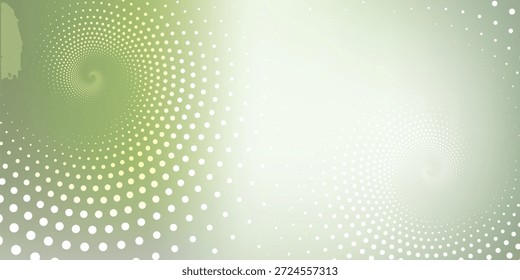Um fundo abstrato vibrante com um padrão de redemoinho de pequenos pontos em vários tons de verde, criando um efeito visual dinâmico e moderno.