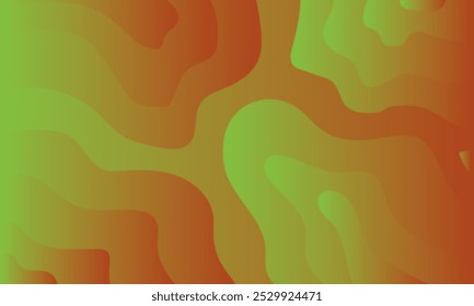 Vibrant abstract background featuring wavy, organic shapes in shades of green and orange, creating a fluid, gradient effect.