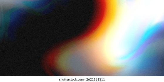 Vibrant abstract background with film grain and overexposure effects, creating a dreamy and surreal atmosphere in a digital art piece