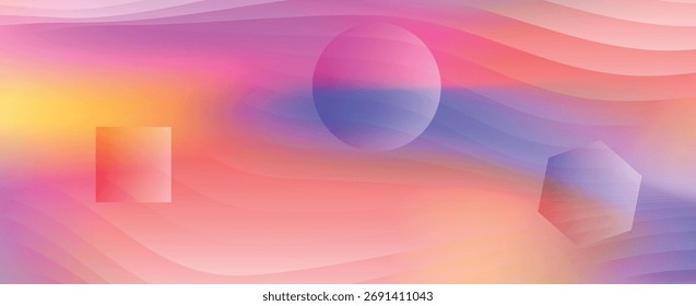 Fondo abstracto vibrante con ondulaciones fluidas de líquido y suaves Formas geométricas. Ilustración moderna de malla degradada en rosa, azul y naranja para una estética futurista.