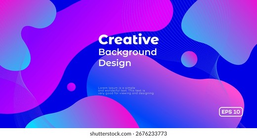 Fondo abstracto vibrante con Formas fluidas en degradado azul, púrpura y rosa. Ilustración vectorial EPS 10, perfecta para Sitios web, presentaciones y materiales de marketing. Diseño moderno y elegante.