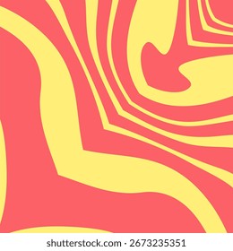 A vibrant abstract background with fluid, swirling pink and yellow lines.