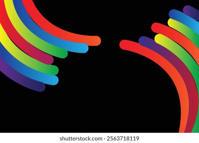 Vibrant Abstract Background with Gradient Color Waves and Dynamic Rainbow Ribbons