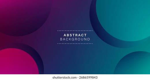 Plano de fundo abstrato vibrante com cores de gradiente de magenta, roxo a azul escuro e azul. Fundo geométrico de círculos sobrepostos. Ideal para tecnologia, digital, apresentação, web, cabeçalho, design de marca