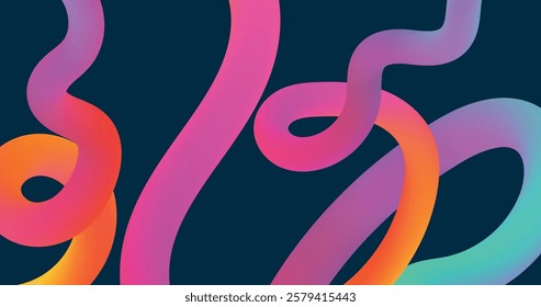 Vibrant Abstract Background with Gradient Swirling Lines, Colorful Gradient Twisted Shapes – Futuristic Design