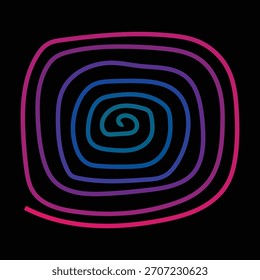 Un gráfico de fondo abstracto vibrante con una espiral circular segmentada o anillo. El anillo está compuesto de colores degradados brillantes, que pasan del azul y el púrpura al rosa y el magenta.