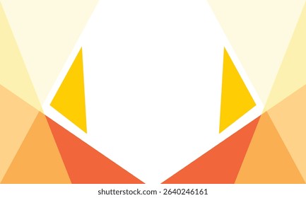 Vibrant abstract background with layered orange, yellow, and beige geometric shapes forming a symmetrical pattern. Ideal for modern design, templates, and creative digital projects.