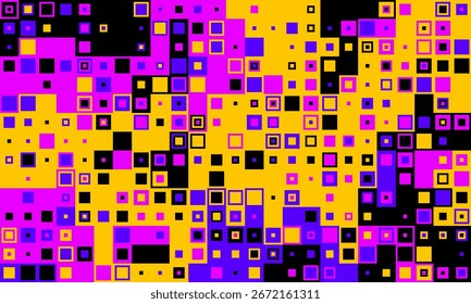 Fondo abstracto vibrante de cuadrados multicolores.  Perfecto para diseños modernos, presentaciones tecnológicas o proyectos de arte digital.  Este patrón geométrico audaz evoca energía e innovación.