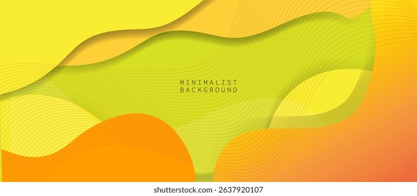Vibrant Abstract Background with Overlapping Curved Shapes in Yellow, Orange, and Light Green, Featuring Layered 3D Effect and Subtle Textured Dot Pattern for Warm, Dynamic, Modern Aesthetic