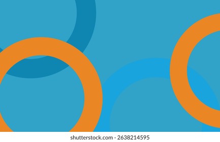 Vibrant abstract background with overlapping orange and blue circular shapes on a blue backdrop. Perfect for creative designs, presentations, web banners, or playful branding projects.