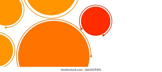 Fondo abstracto vibrante con círculos naranjas y rojos superpuestos y líneas curvas dinámicas sobre un fondo blanco, perfecto para diseños modernos.