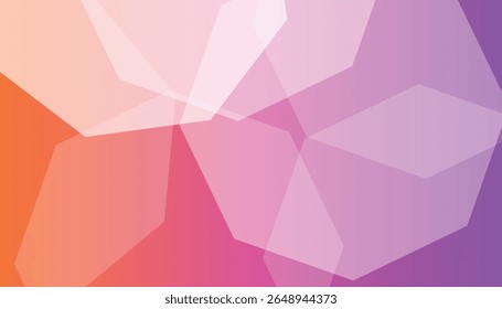 Vibrant abstract background with overlapping translucent triangles in orange, pink, and purple tones. Perfect for modern design, tech themes, or creative layouts.


